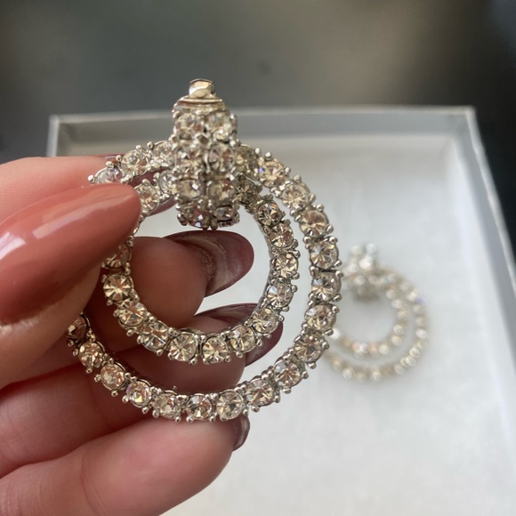 Kenneth Jay Lane Crystal Double Door Knocker Drop Earrings - Picture 3 of 4